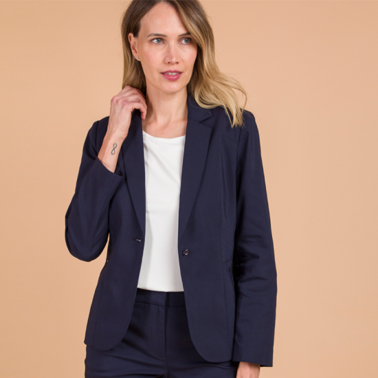 Vittorio uniformes- Blazer mujer negra en colores corporativos